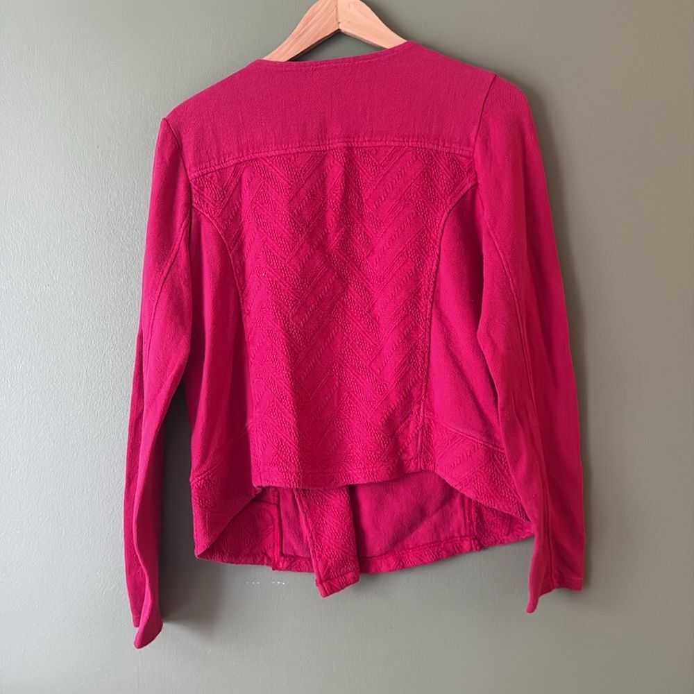 NWT Lucky Brand Pink Embroidered Distressed Zip Blazer Jacket Sz L - Picture 9 of 9